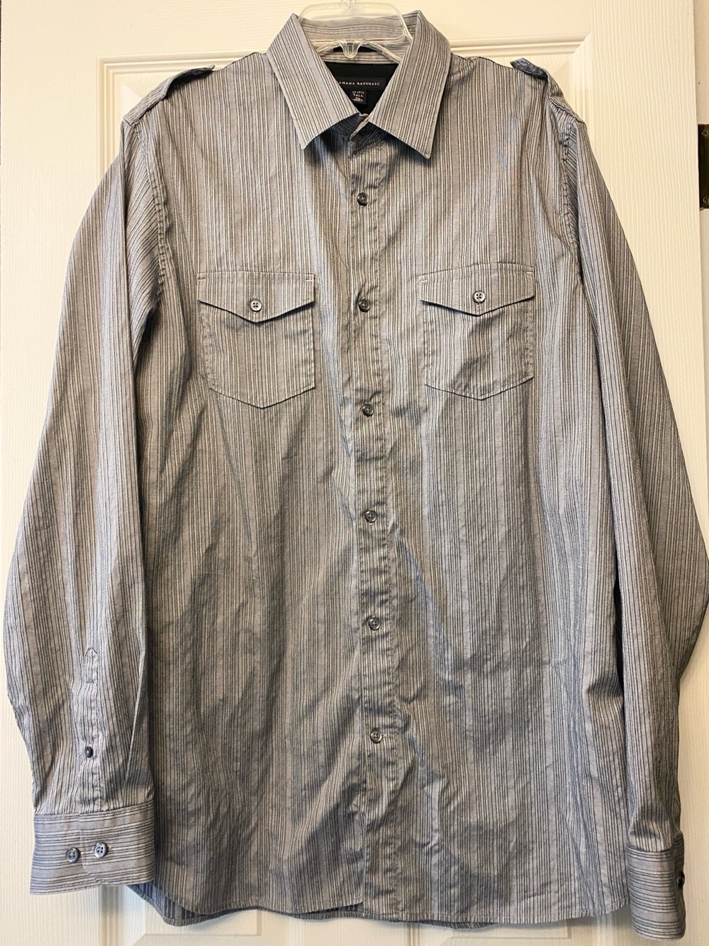 Banana Republic Gray Pinstripe Button-Down Shirt
